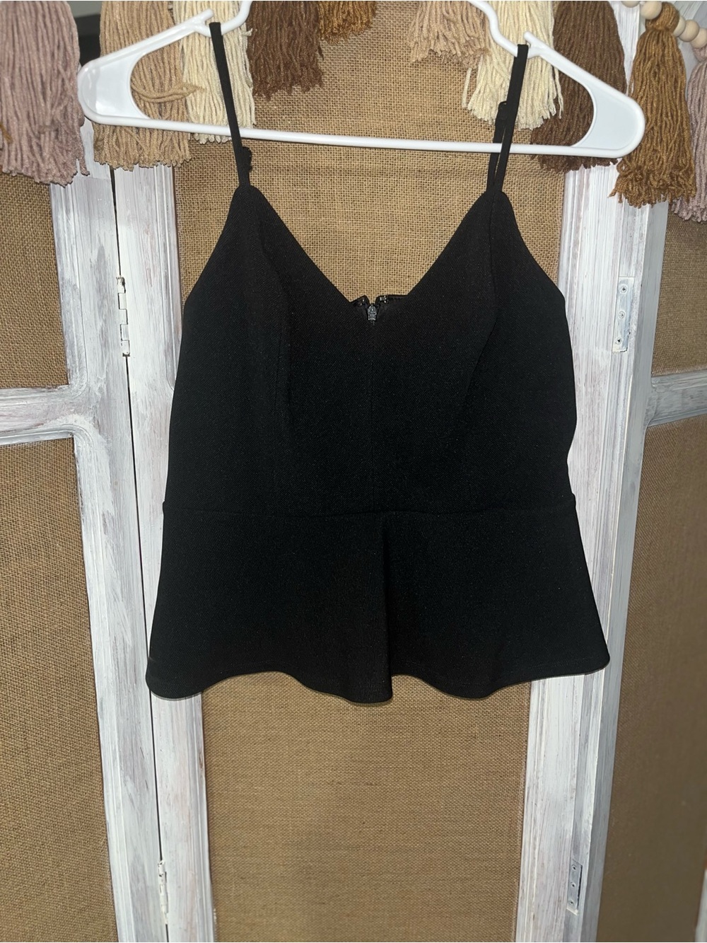 Black Peplum Cami Tank Top
